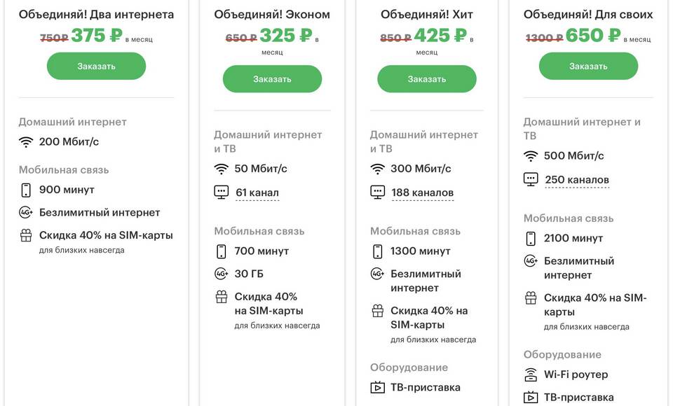 Что включается в тариф