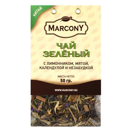 Чай Marcony зеленый с лимонником, мятой, календулой и незабудкой 50 г в Башнефть