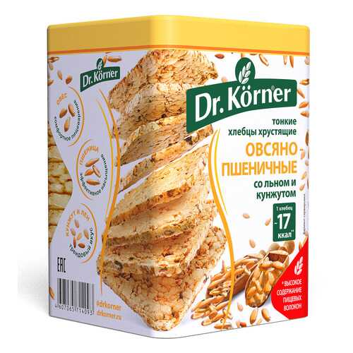 Хлебцы хрустящие Dr.Kоrner овсяно-пшеничные со смесью семян льна и кунжута 100 г в Башнефть