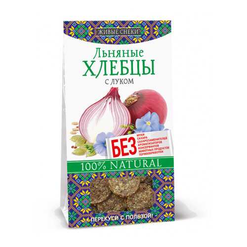 Льняные хлебцы Живые снеки «С луком», 50г. в Башнефть