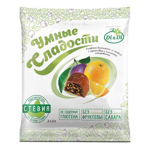 Конфеты глазированные Умные сладости со стевией черносливом и апельсином 210 г в Башнефть