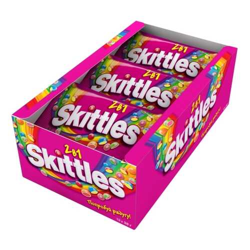 Освежающие конфеты Skittles 2в1 38 г 12 штук в Башнефть