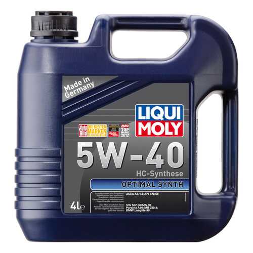 Моторное масло Liqui moly Optimal Synth 5W-40 4л в Башнефть