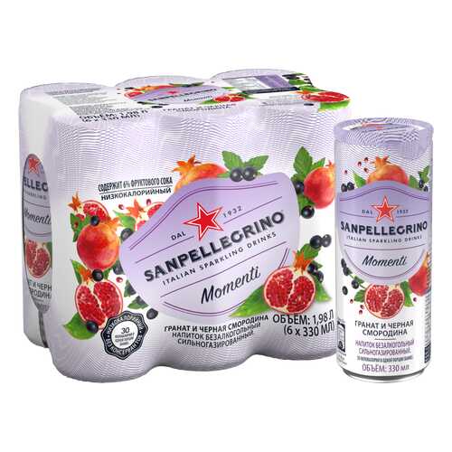 Газированный напиток Sanpellegrino Momenti с соком гранат и черная смородина 6 шт 0.33 мл в Башнефть